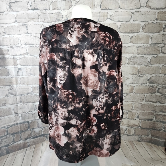 Torrid Georgette Tie Neck Floral Peasant Blouse Whimsigoth Black Size 1=14/16 - Picture 11 of 16